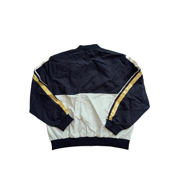 Lira Men’s Nylon Bomber Jacket Size Large Black Graphic Moto Full Zip Streetwear - Picture 3 of 3